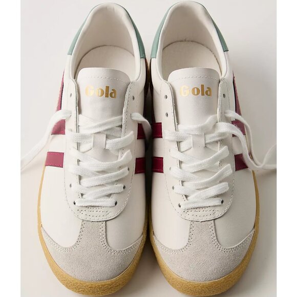 Gola Medallist Leather Sneakers Color White / Cerise / Green Mint - Picture 2 of 3